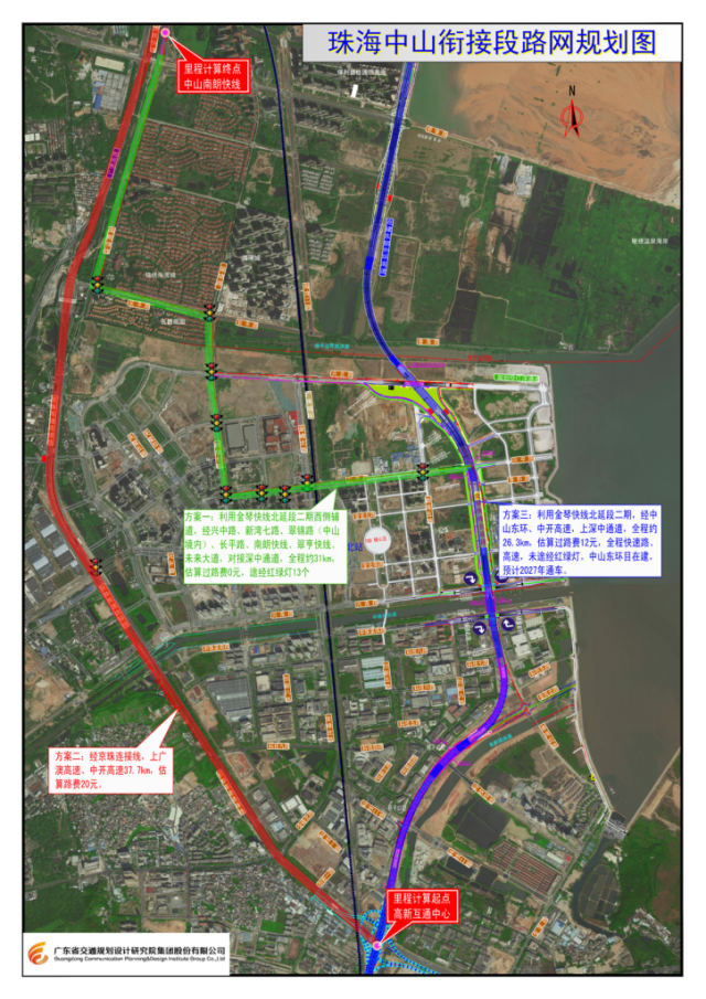 珠海銜接深中通道路網(wǎng)示意圖。圖片來源：市公共工程建設(shè)中心