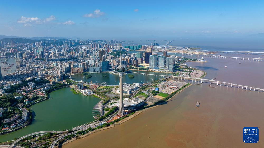 8月3日拍攝的澳門半島景色（無人機照片）。