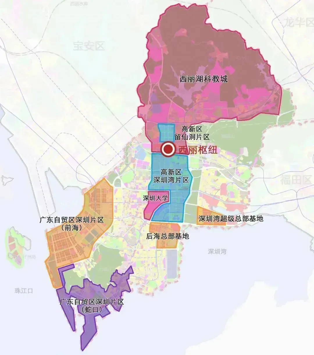 西麗高鐵樞紐區(qū)域位置圖。圖源：深圳市規(guī)劃和自然資源局