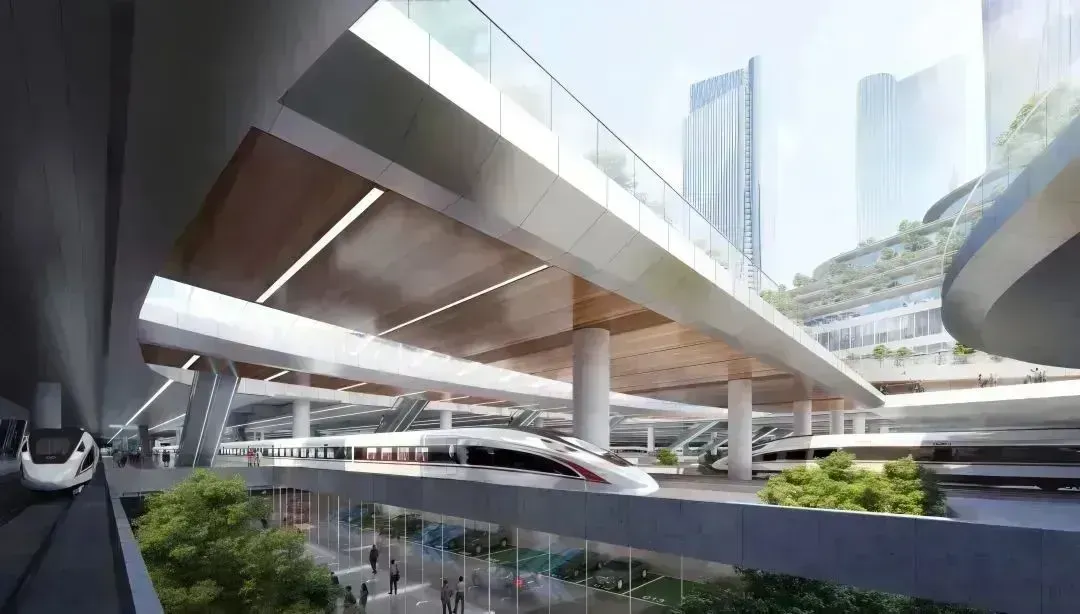 西麗高鐵樞紐（規(guī)劃效果圖）。圖源：中鐵第四勘察設(shè)計院集團