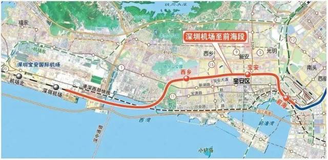 穗莞深城際機前段線路示意圖（以實際建成為準(zhǔn)）